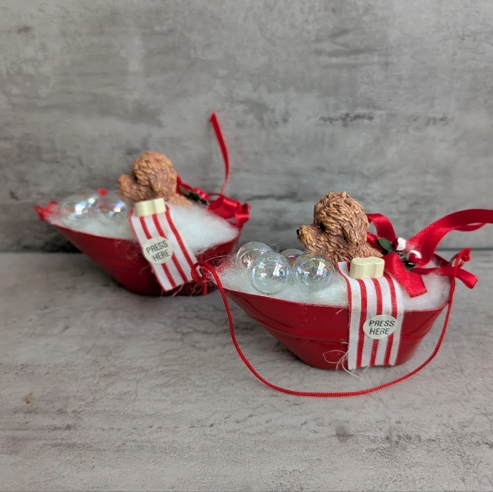 The San Francisco Music Box Company Puppy Dog in Bubble Bath Christmas Ornaments